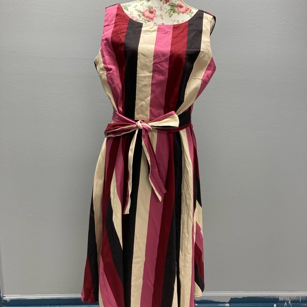 Collectif Frances Bubble Gum Stripe Swing Dress